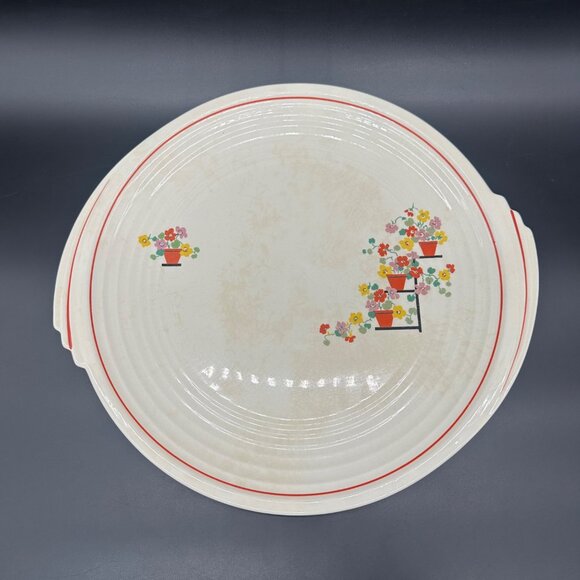 Vintage Chop Plate Platter Floral 1940s Penthouse Knowles Yorktown USA Flowers - Picture 2 of 9